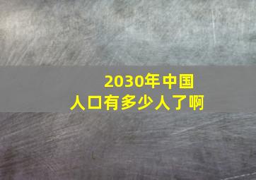 2030年中国人口有多少人了啊