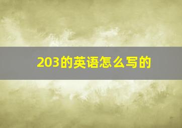 203的英语怎么写的