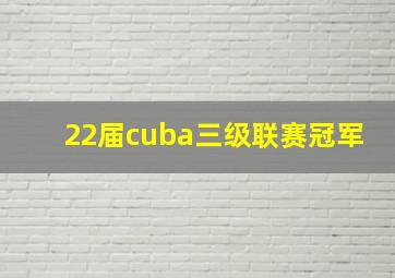 22届cuba三级联赛冠军