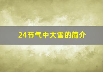 24节气中大雪的简介