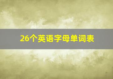 26个英语字母单词表