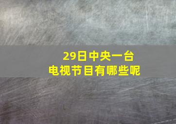 29日中央一台电视节目有哪些呢