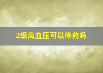 2级高血压可以停药吗