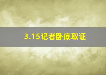 3.15记者卧底取证