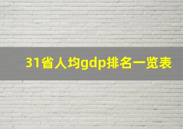 31省人均gdp排名一览表