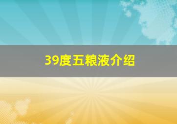 39度五粮液介绍