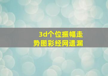 3d个位振幅走势图彩经网遗漏