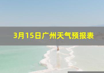 3月15日广州天气预报表