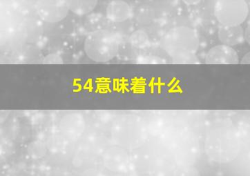 54意味着什么