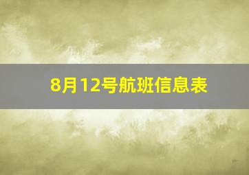 8月12号航班信息表