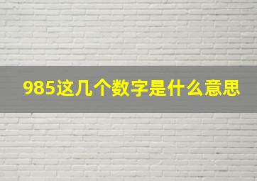 985这几个数字是什么意思