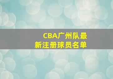 CBA广州队最新注册球员名单