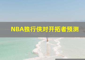 NBA独行侠对开拓者预测