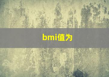 bmi值为