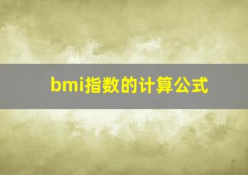 bmi指数的计算公式