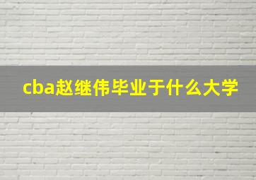 cba赵继伟毕业于什么大学