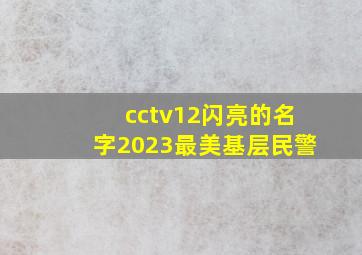 cctv12闪亮的名字2023最美基层民警