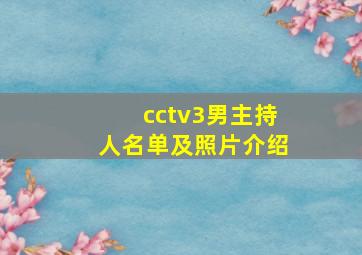 cctv3男主持人名单及照片介绍