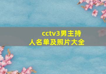 cctv3男主持人名单及照片大全