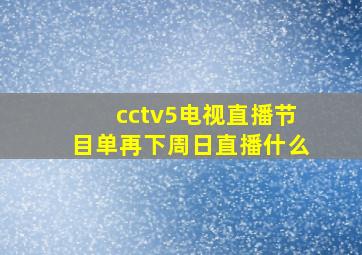 cctv5电视直播节目单再下周日直播什么