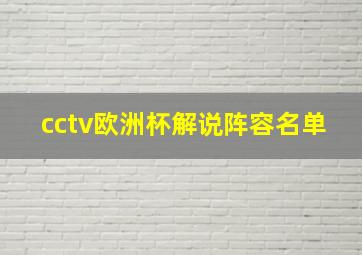 cctv欧洲杯解说阵容名单