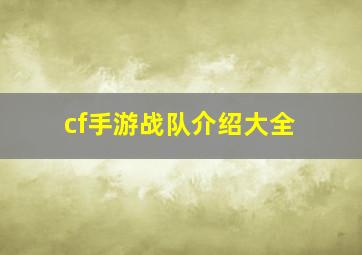 cf手游战队介绍大全