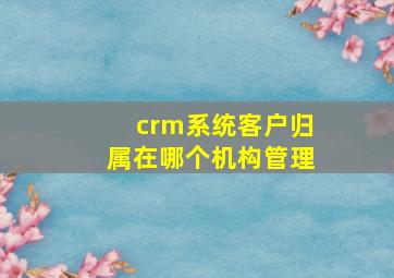 crm系统客户归属在哪个机构管理