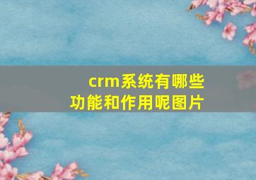 crm系统有哪些功能和作用呢图片