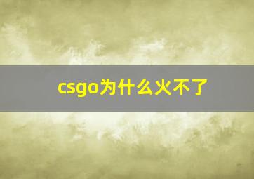 csgo为什么火不了