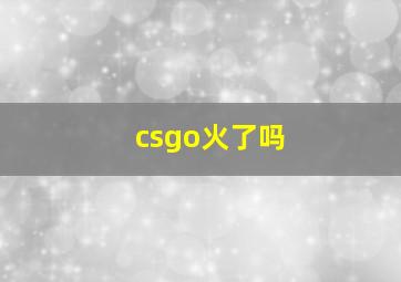 csgo火了吗