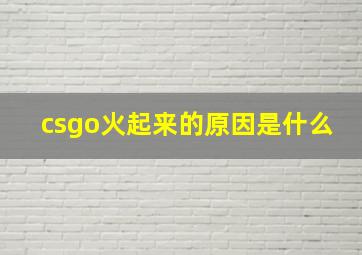 csgo火起来的原因是什么