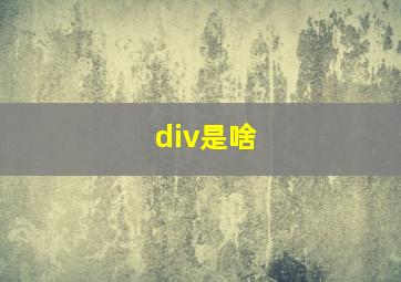 div是啥