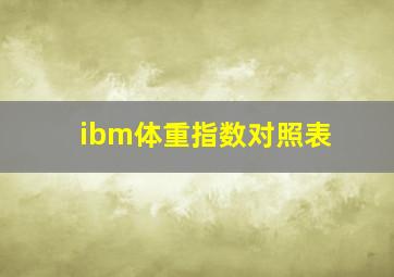 ibm体重指数对照表