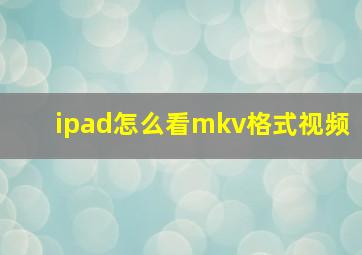 ipad怎么看mkv格式视频