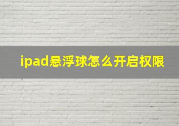 ipad悬浮球怎么开启权限