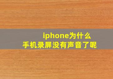 iphone为什么手机录屏没有声音了呢