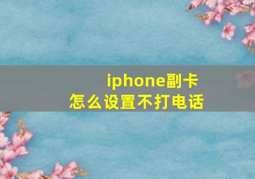 iphone副卡怎么设置不打电话