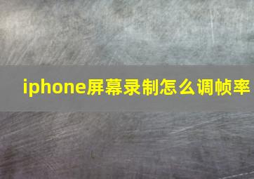 iphone屏幕录制怎么调帧率