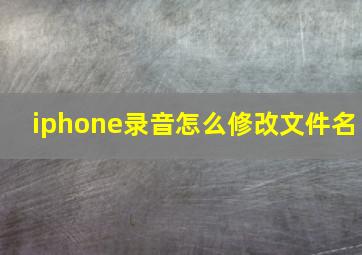 iphone录音怎么修改文件名