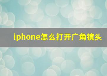 iphone怎么打开广角镜头