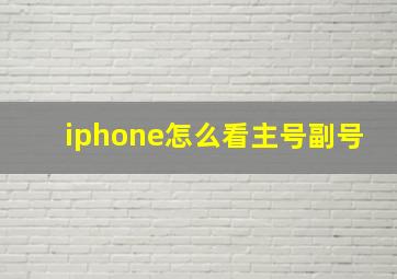 iphone怎么看主号副号