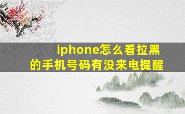 iphone怎么看拉黑的手机号码有没来电提醒