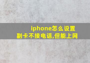 iphone怎么设置副卡不接电话,但能上网