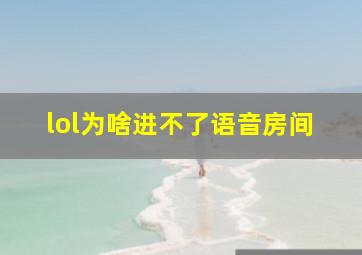 lol为啥进不了语音房间