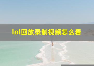 lol回放录制视频怎么看