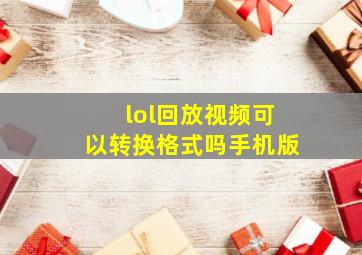 lol回放视频可以转换格式吗手机版