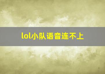 lol小队语音连不上