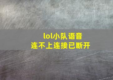 lol小队语音连不上连接已断开