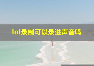 lol录制可以录进声音吗