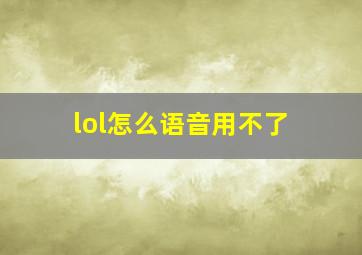 lol怎么语音用不了